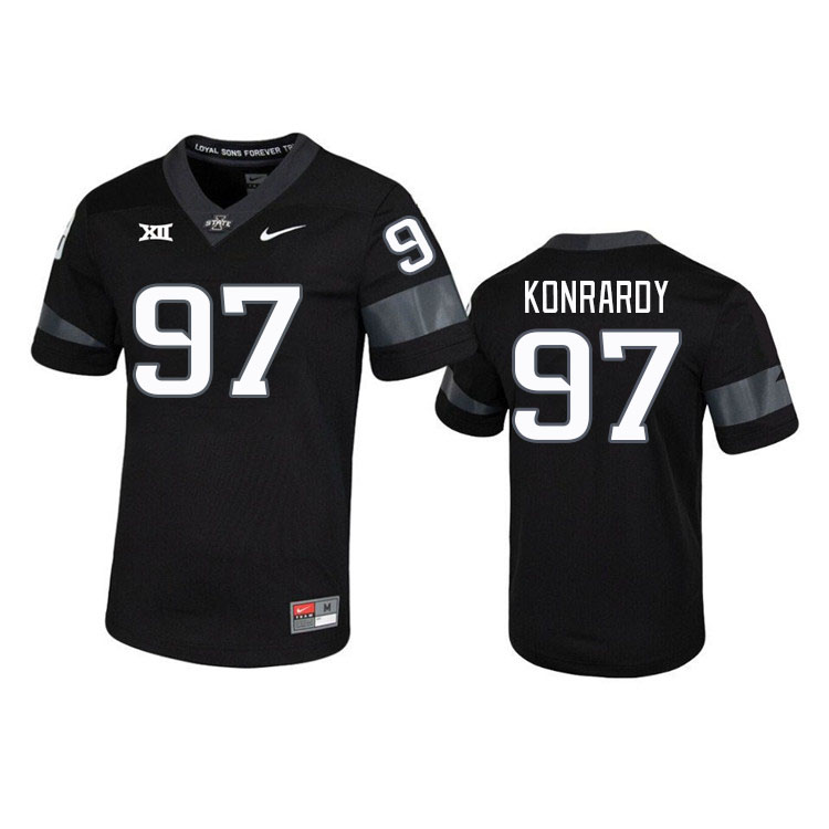 Men #97 Kyle Konrardy Iowa State Cyclones College Football Jerseys Stitched Sale-Black - Click Image to Close